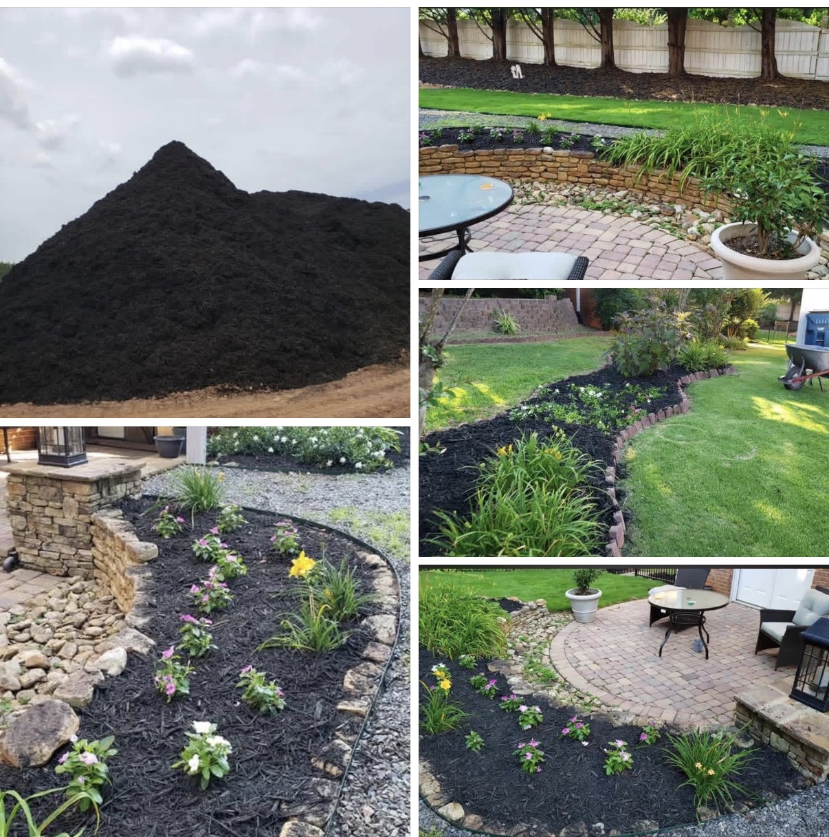 Bulk mulch delivery and finished landscape beds