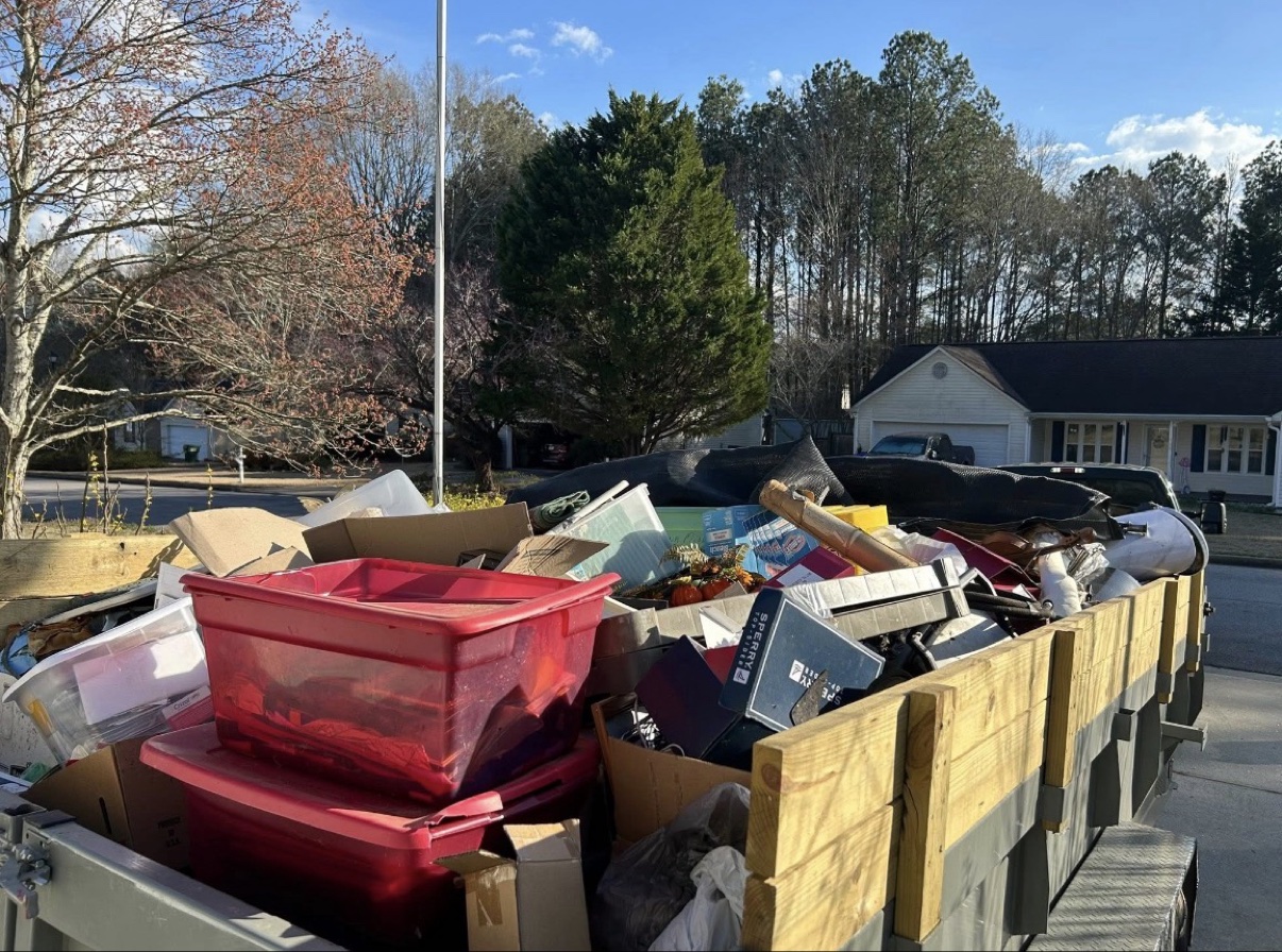 McDaniel Materials dump trailer packed with household junk